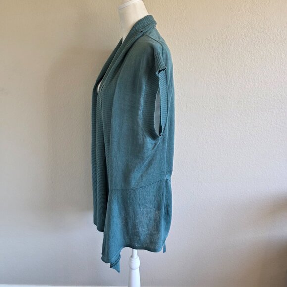 Tommy Bahama Relax Tie Linen Vest Open Cardigan Teal Lightweight Drape Size L - Picture 4 of 9